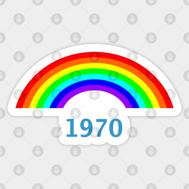 Vintage Rainbow 1970 A Retro Year Sticker by ellenhenryart